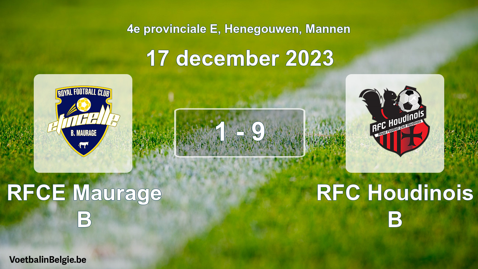 Gespeelde wedstrijd mannenvoetbal: RFCE Maurage B - RFC Houdinois B 1 - 9 (17 december 2023)