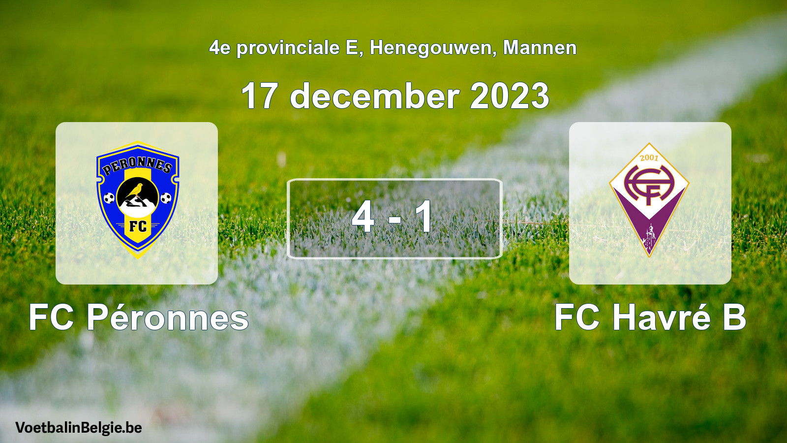 Played match men football: FC Péronnes - FC Havré B 4 - 1 (17 December 2023)