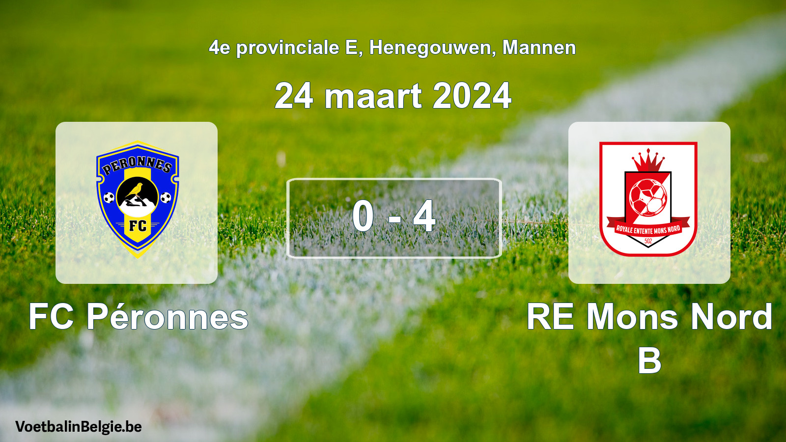 Played match men football: FC Péronnes - RE Mons Nord B 0 - 4 (24 March 2024)