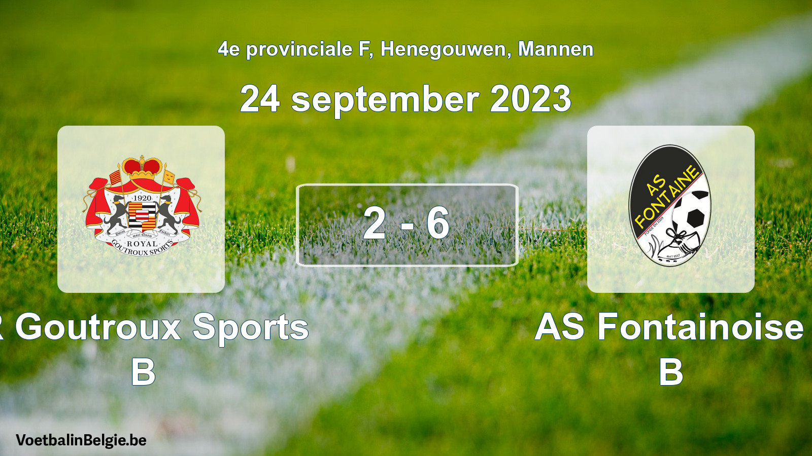 Gespeelde wedstrijd mannenvoetbal: R Goutroux Sports B - AS Fontainoise B 2 - 6 (24 september 2023)