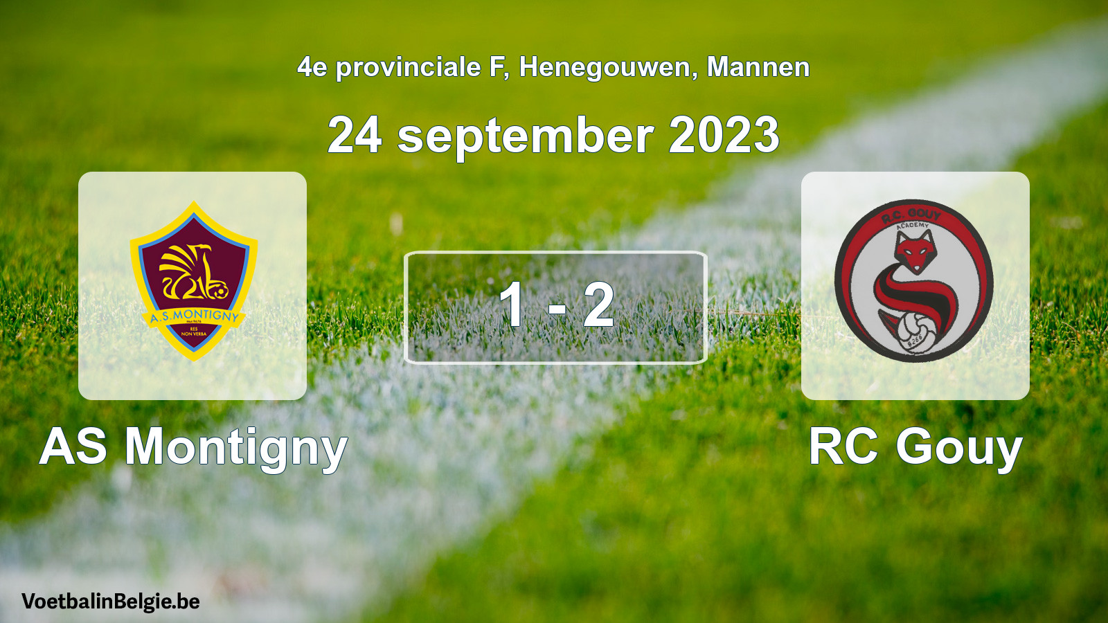 Gespeelde wedstrijd mannenvoetbal: AS Montigny - RC Gouy 1 - 2 (24 september 2023)
