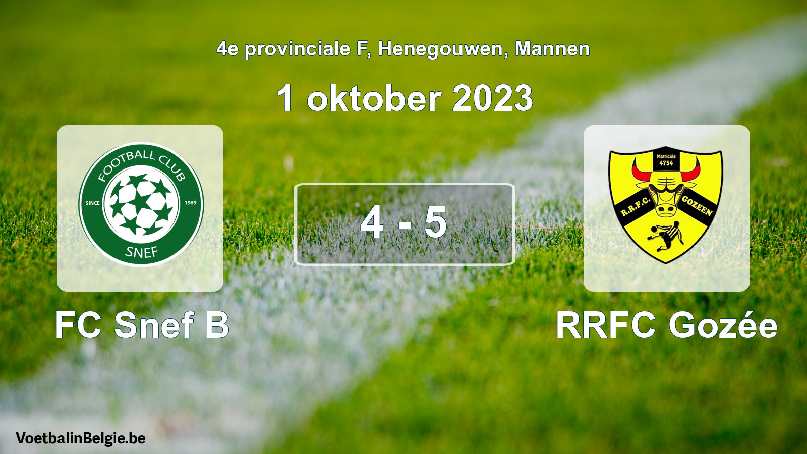 Gespeelde wedstrijd mannenvoetbal: FC Snef B - RRFC Gozée 4 - 5 (1 oktober 2023)