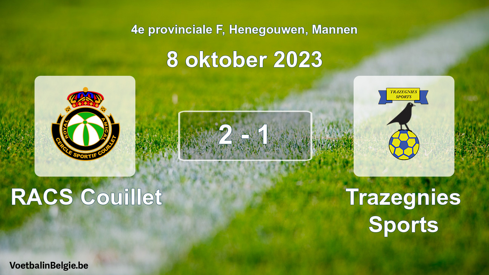 Gespeelde wedstrijd mannenvoetbal: RACS Couillet - Trazegnies Sports 2 - 1 (8 oktober 2023)