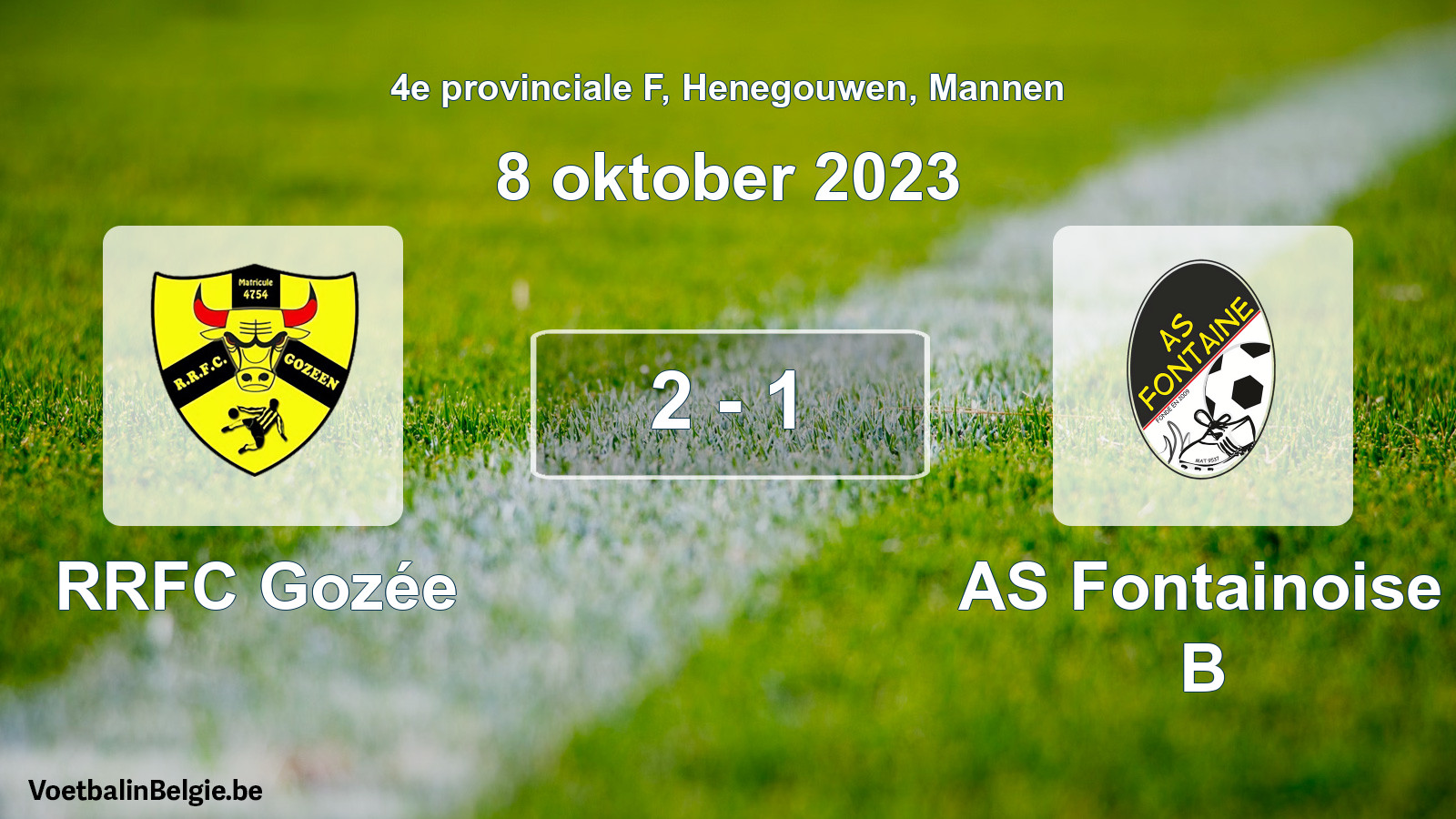 Gespeelde wedstrijd mannenvoetbal: RRFC Gozée - AS Fontainoise B 2 - 1 (8 oktober 2023)