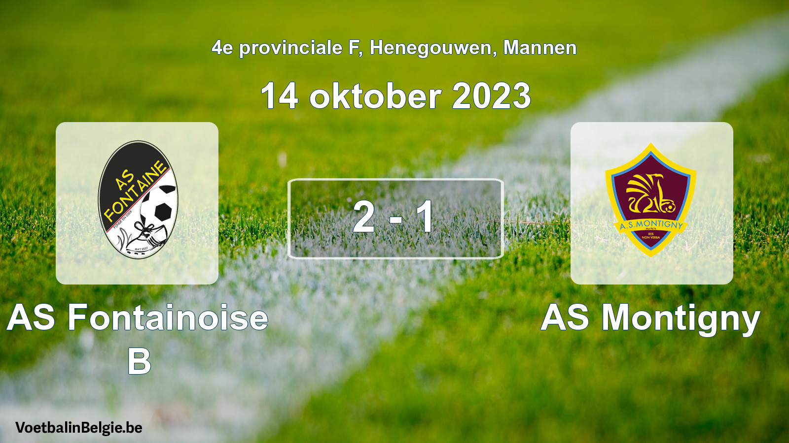 Gespeelde wedstrijd mannenvoetbal: AS Fontainoise B - AS Montigny 2 - 1 (14 oktober 2023)