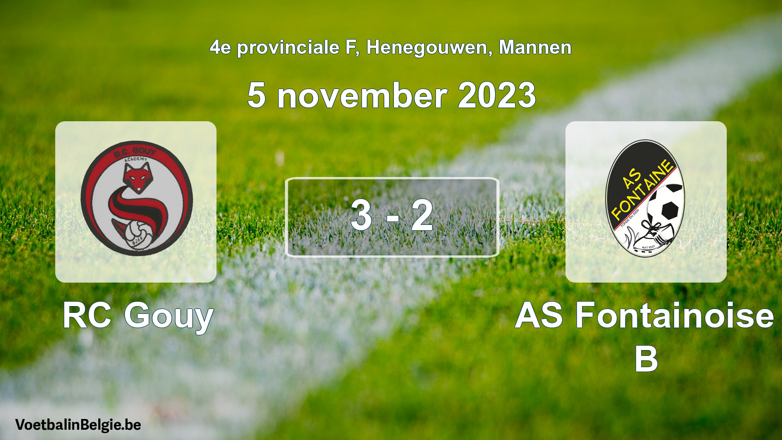 Gespeelde wedstrijd mannenvoetbal: RC Gouy - AS Fontainoise B 3 - 2 (5 november 2023)