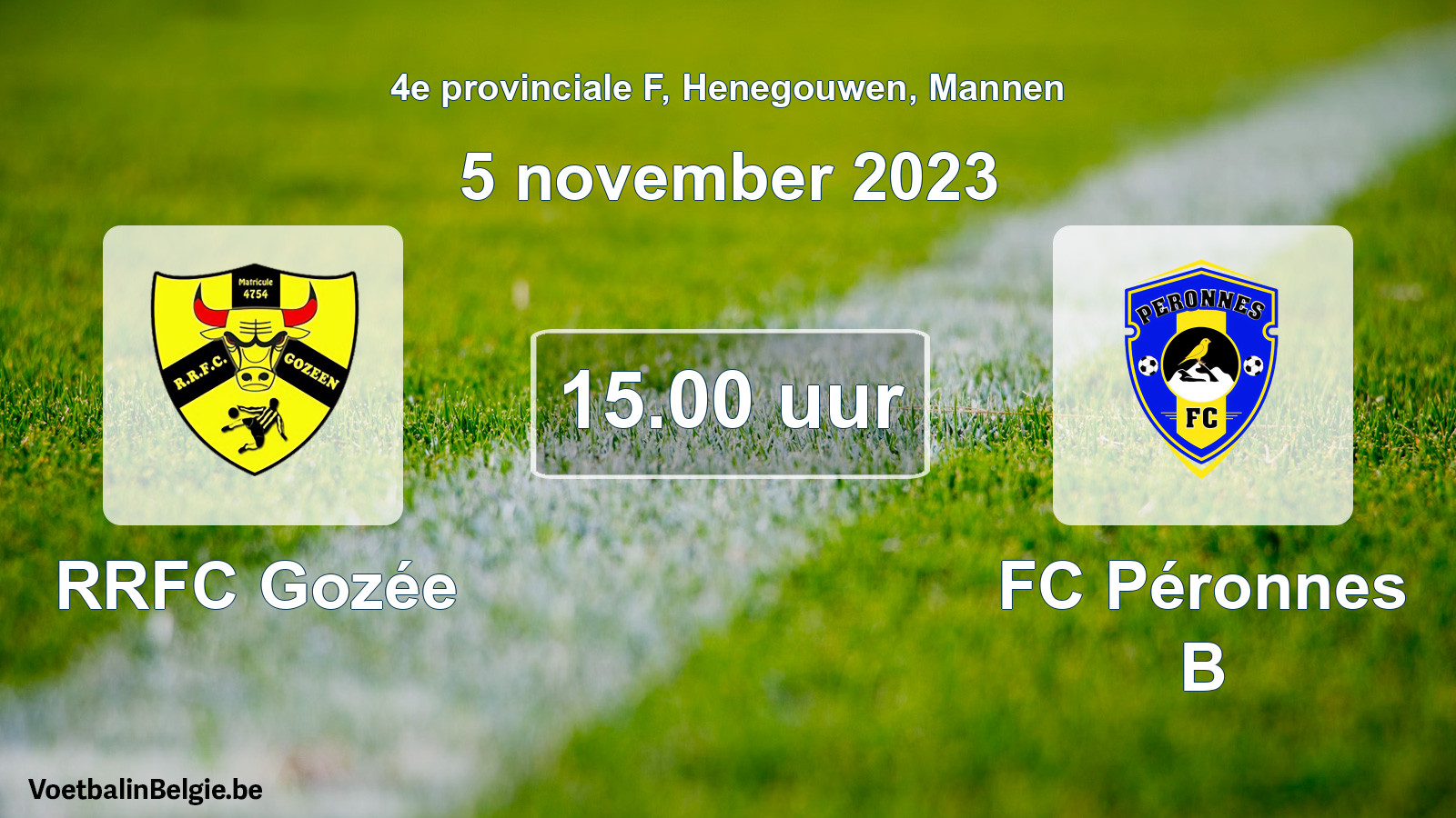 Geplande wedstrijd mannenvoetbal: RRFC Gozée - FC Péronnes B (5 november 2023)