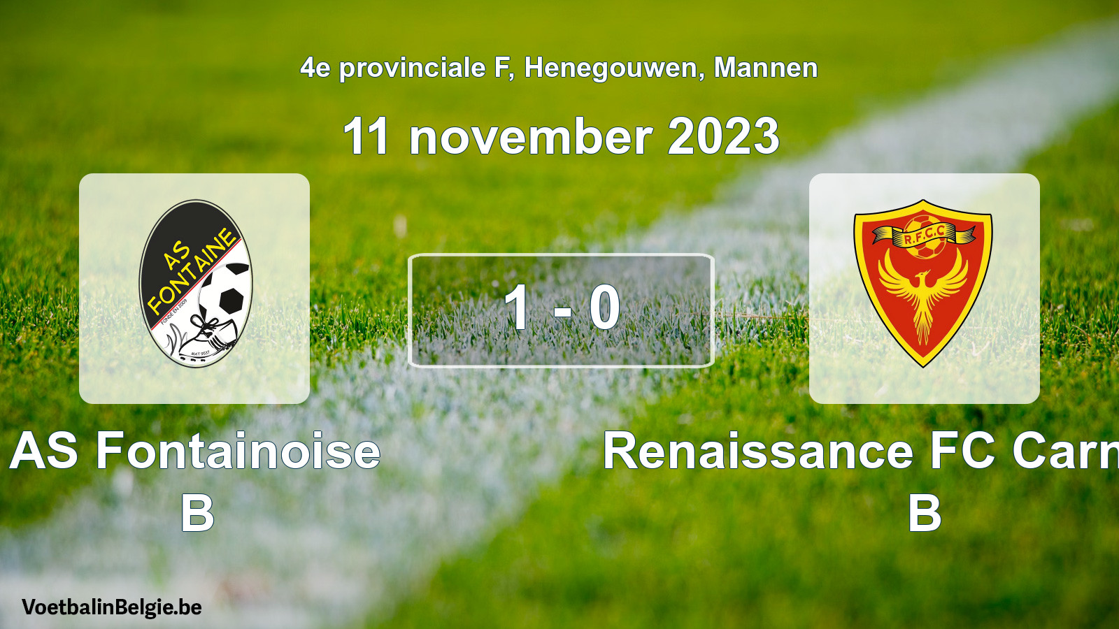 Gespeelde wedstrijd mannenvoetbal: AS Fontainoise B - Renaissance FC Carnières B 1 - 0 (11 november 2023)