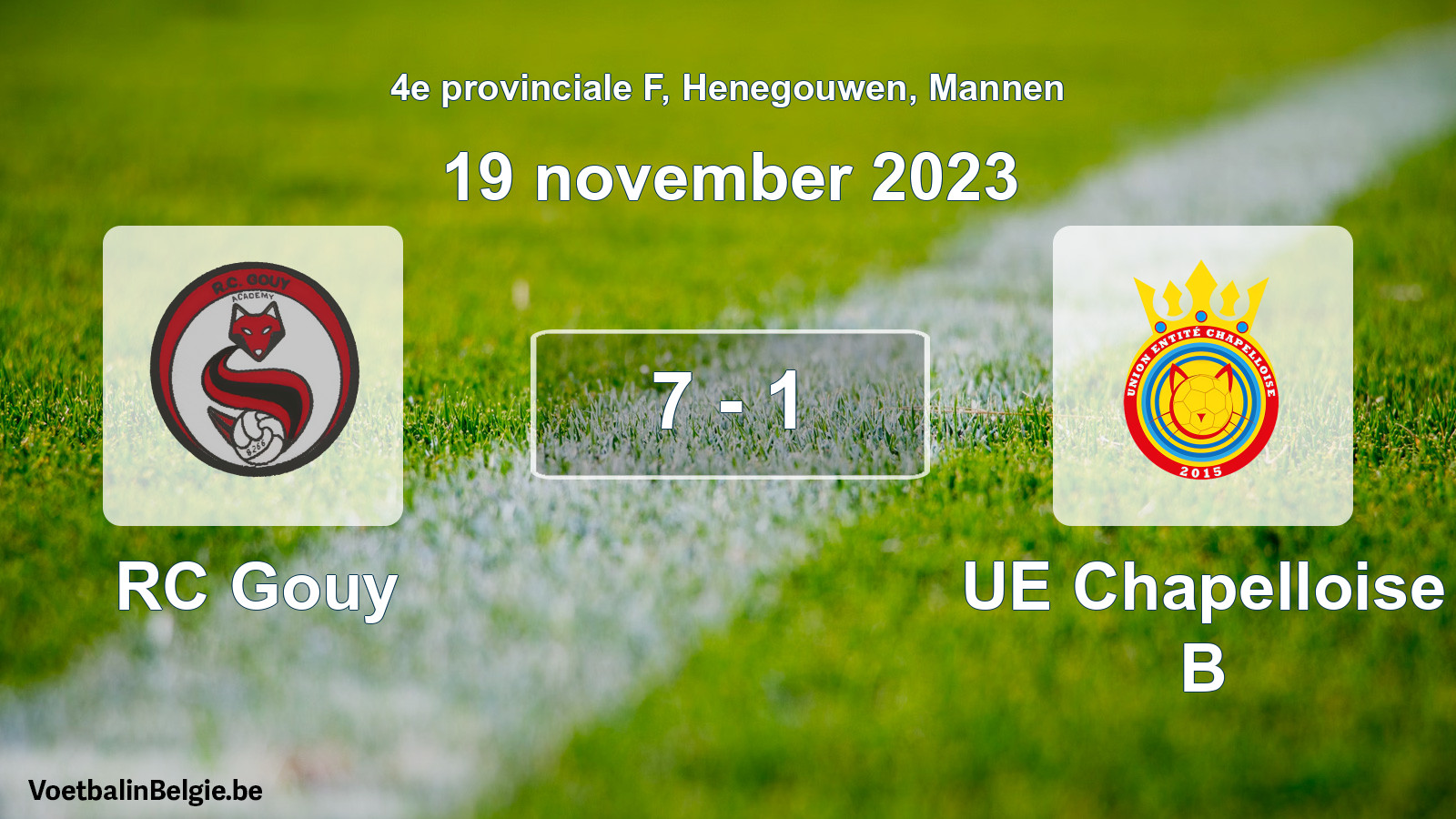 Gespeelde wedstrijd mannenvoetbal: RC Gouy - UE Chapelloise B 7 - 1 (19 november 2023)