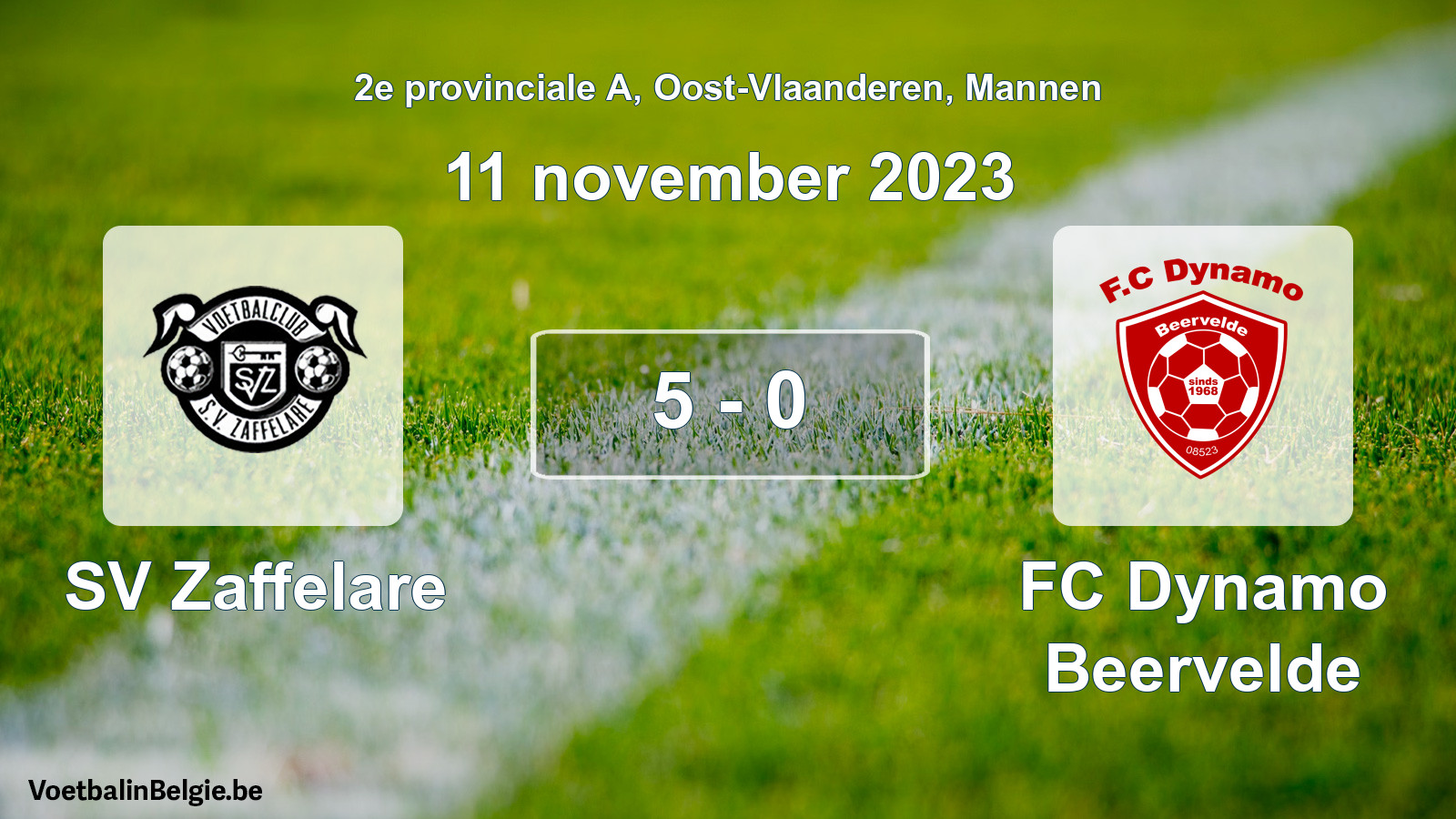 Gespeelde wedstrijd mannenvoetbal: SV Zaffelare - FC Dynamo Beervelde 5 - 0 (11 november 2023)