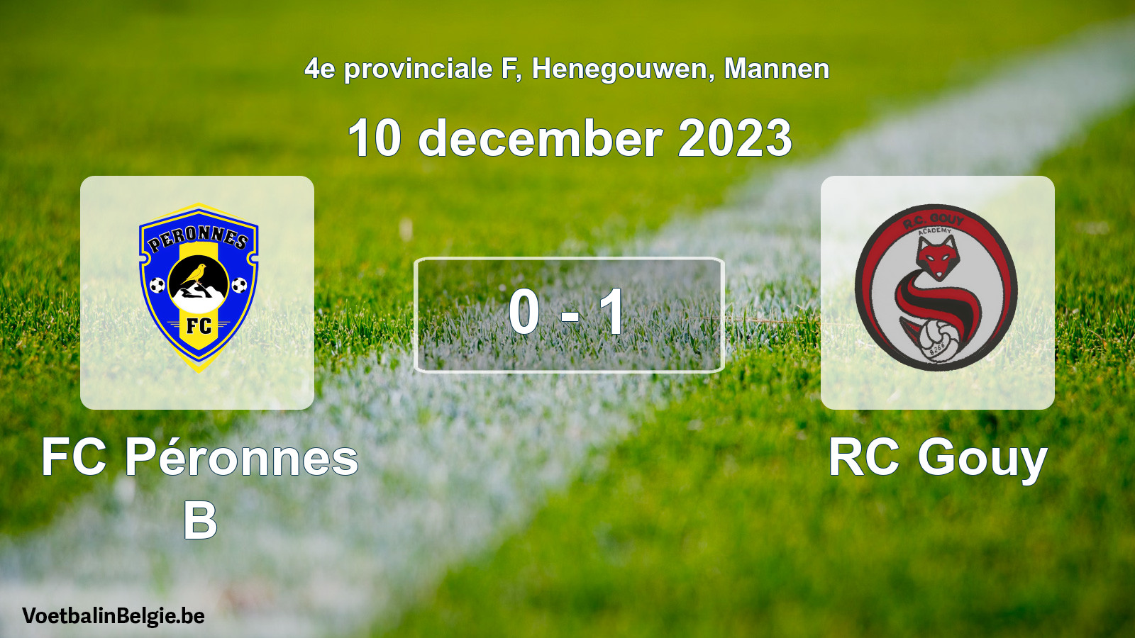 Gespeelde wedstrijd mannenvoetbal: FC Péronnes B - RC Gouy 0 - 1 (10 december 2023)