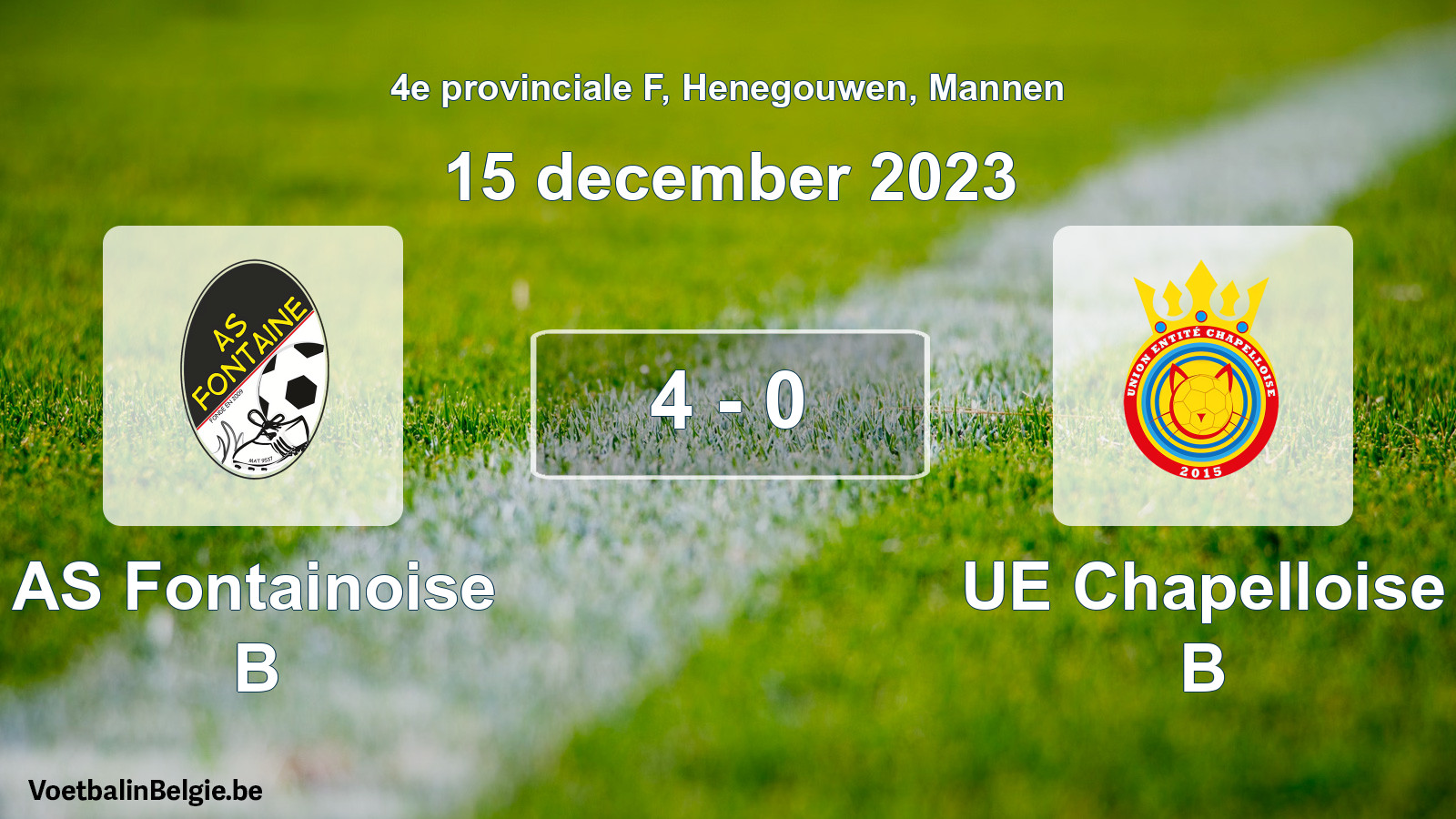 Gespeelde wedstrijd mannenvoetbal: AS Fontainoise B - UE Chapelloise B 4 - 0 (15 december 2023)