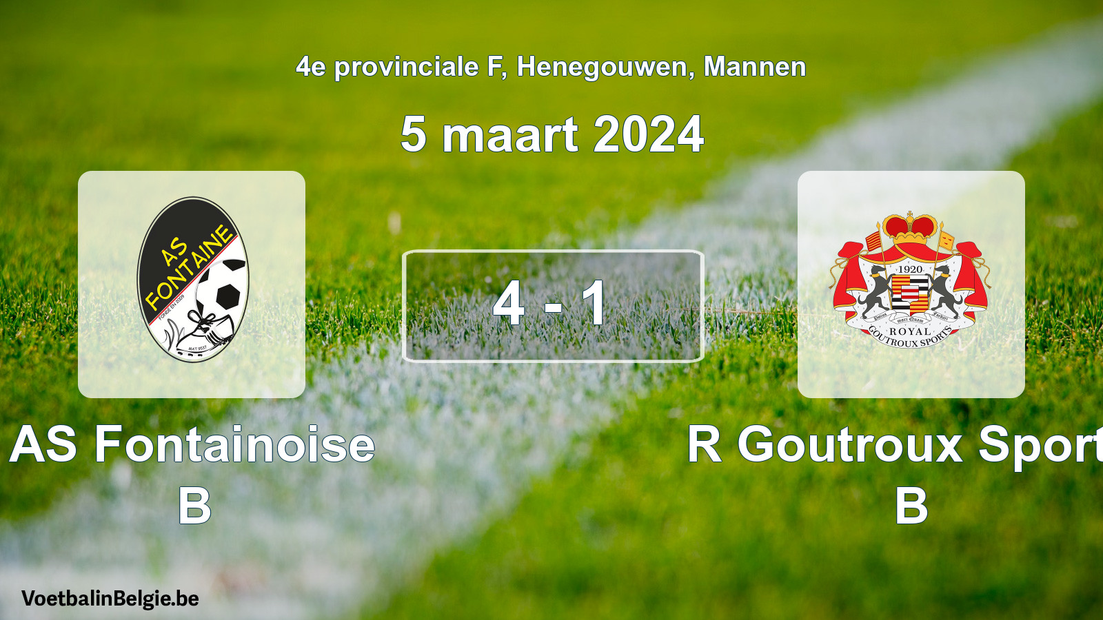 Gespeelde wedstrijd mannenvoetbal: AS Fontainoise B - R Goutroux Sports B 4 - 1 (5 maart 2024)