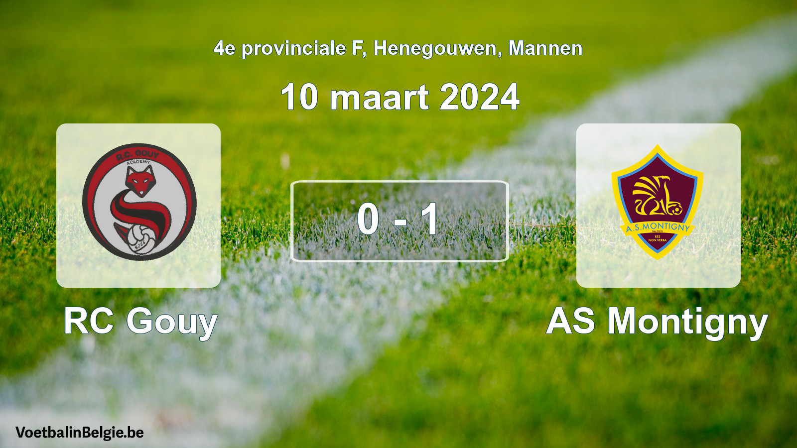 Gespeelde wedstrijd mannenvoetbal: RC Gouy - AS Montigny 0 - 1 (10 maart 2024)