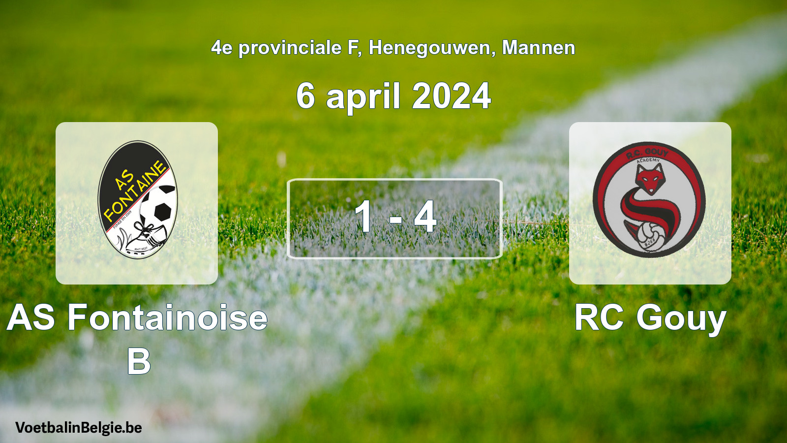 Gespeelde wedstrijd mannenvoetbal: AS Fontainoise B - RC Gouy 1 - 4 (6 april 2024)