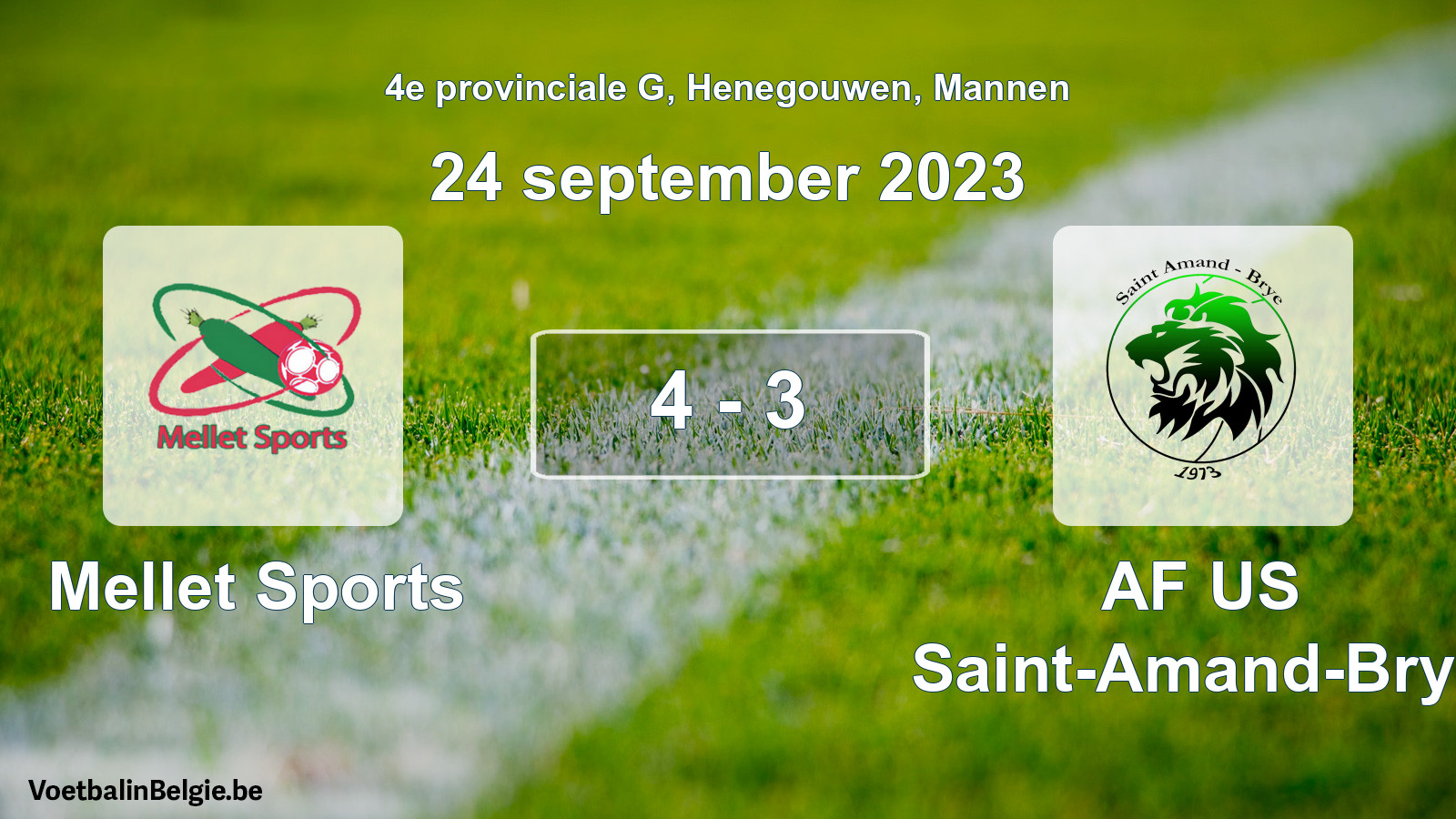 Gespeelde wedstrijd mannenvoetbal: Mellet Sports - AF US Saint-Amand-Brye 4 - 3 (24 september 2023)