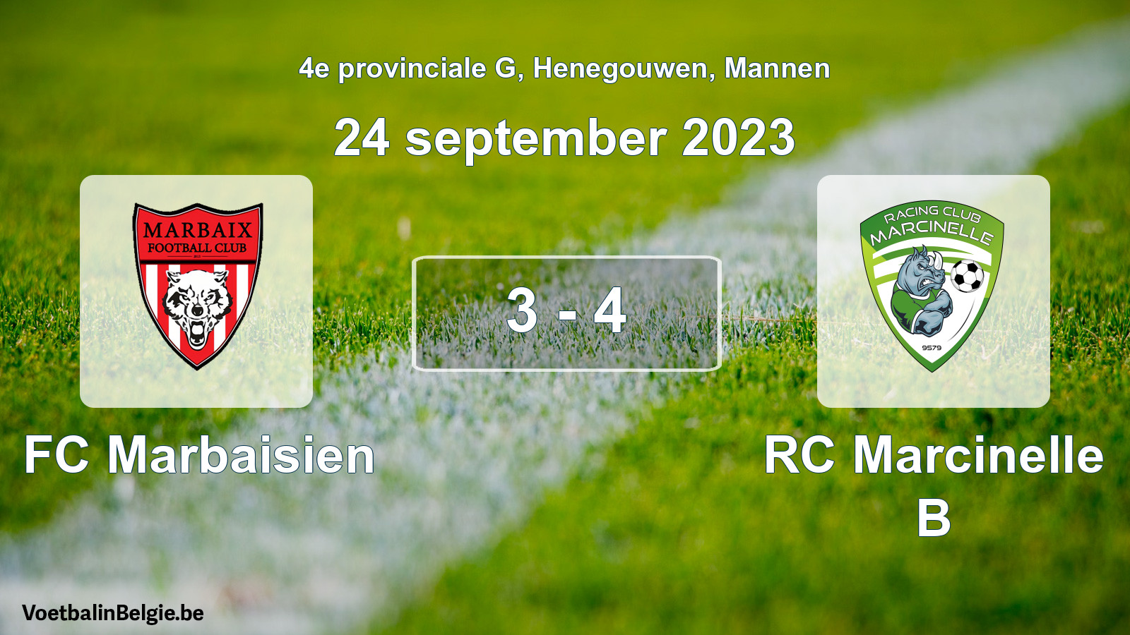 Gespeelde wedstrijd mannenvoetbal: FC Marbaisien - RC Marcinelle B 3 - 4 (24 september 2023)