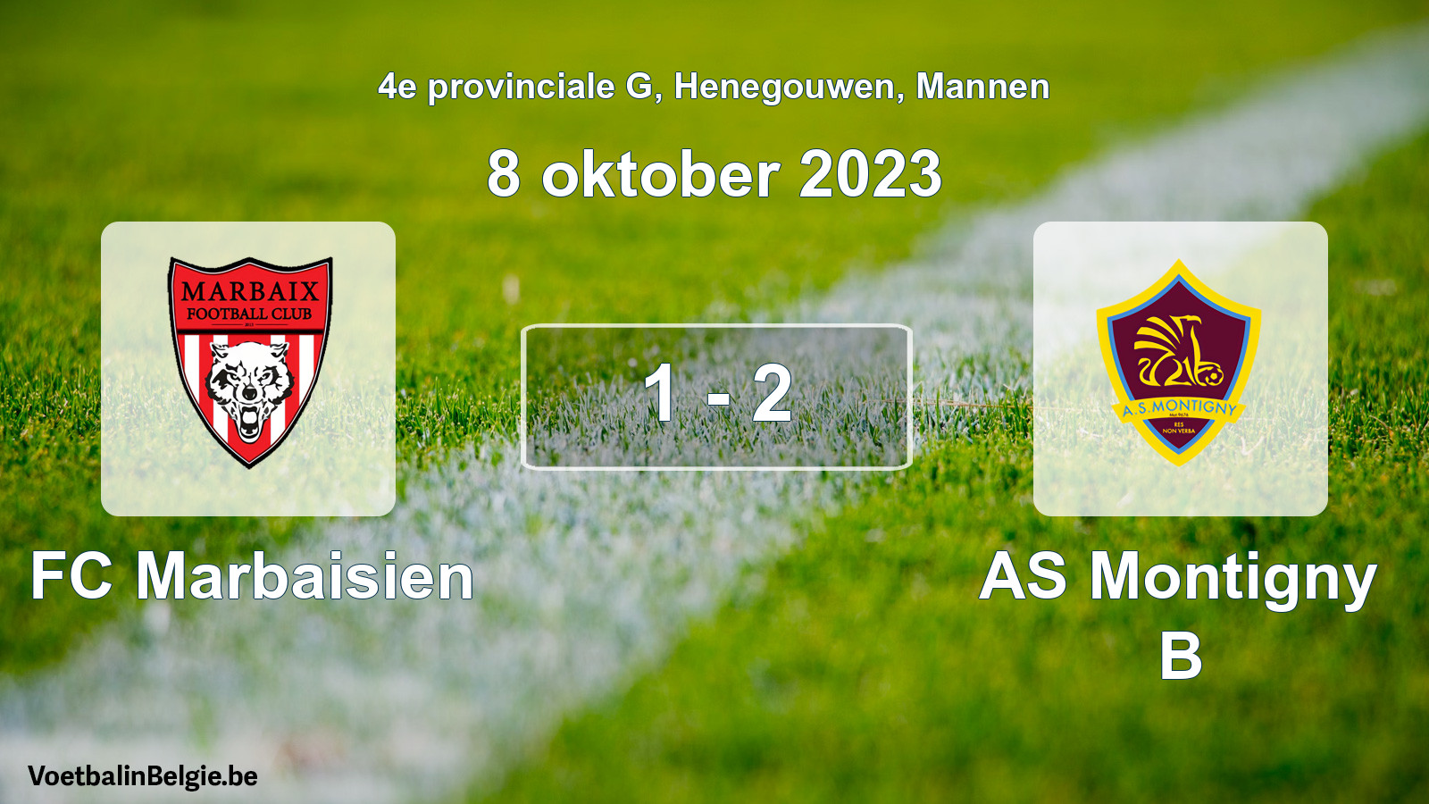 Gespeelde wedstrijd mannenvoetbal: FC Marbaisien - AS Montigny B 1 - 2 (8 oktober 2023)
