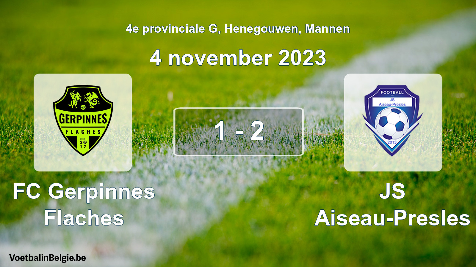 Gespeelde wedstrijd mannenvoetbal: FC Gerpinnes Flaches - JS Aiseau-Presles 1 - 2 (4 november 2023)