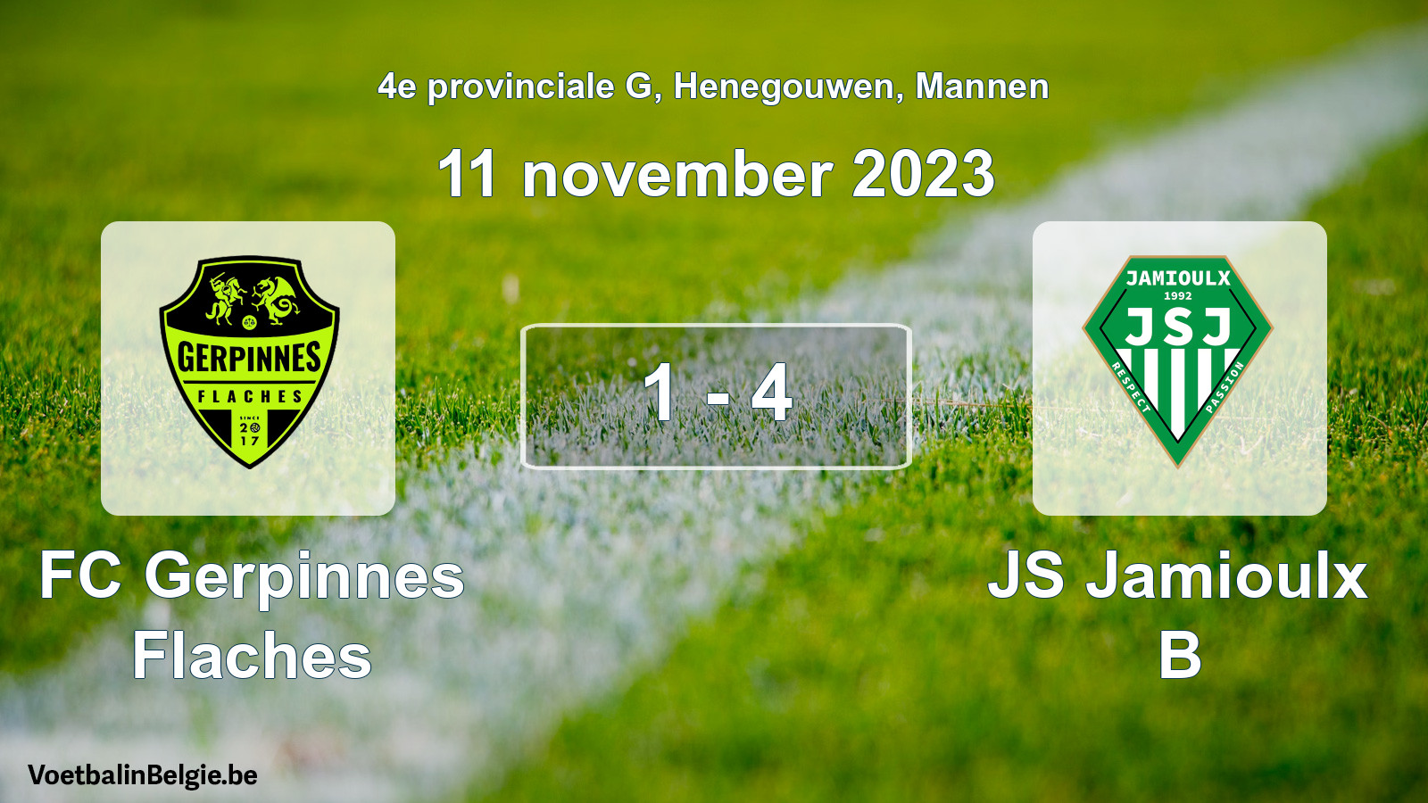 Gespeelde wedstrijd mannenvoetbal: FC Gerpinnes Flaches - JS Jamioulx B 1 - 4 (11 november 2023)