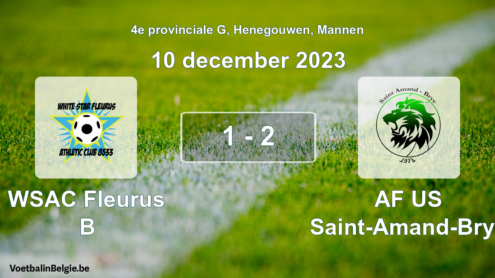 Gespeelde wedstrijd mannenvoetbal: WSAC Fleurus B - AF US Saint-Amand-Brye 1 - 2 (10 december 2023)