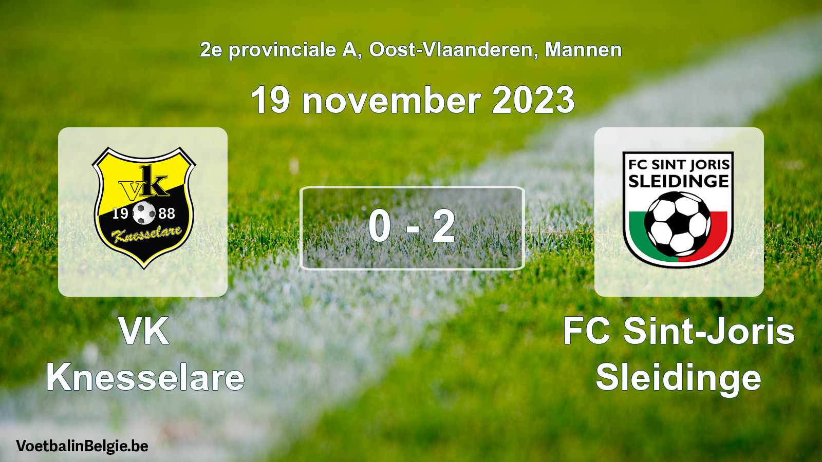 Gespeelde wedstrijd mannenvoetbal: VK Knesselare - FC Sint-Joris Sleidinge 0 - 2 (19 november 2023)