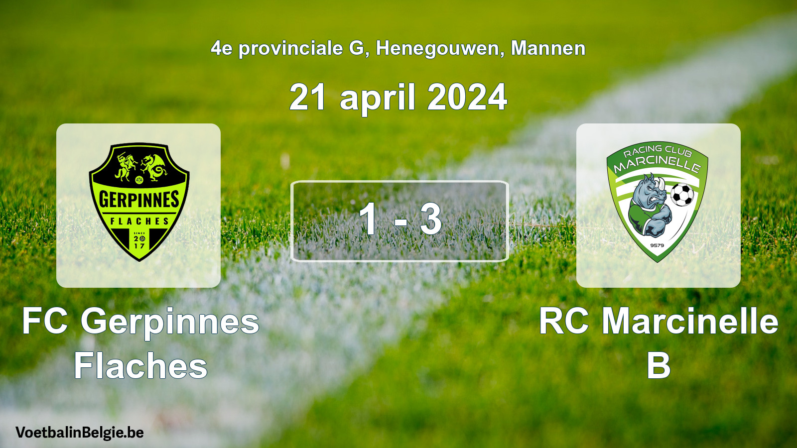 Gespeelde wedstrijd mannenvoetbal: FC Gerpinnes Flaches - RC Marcinelle B 1 - 3 (21 april 2024)