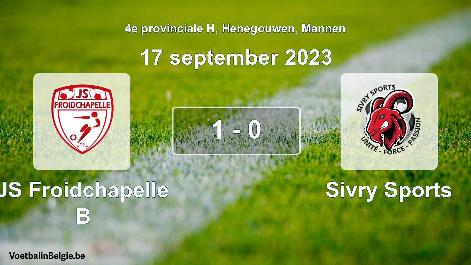 Gespeelde wedstrijd mannenvoetbal: JS Froidchapelle B - Sivry Sports 1 - 0 (17 september 2023)
