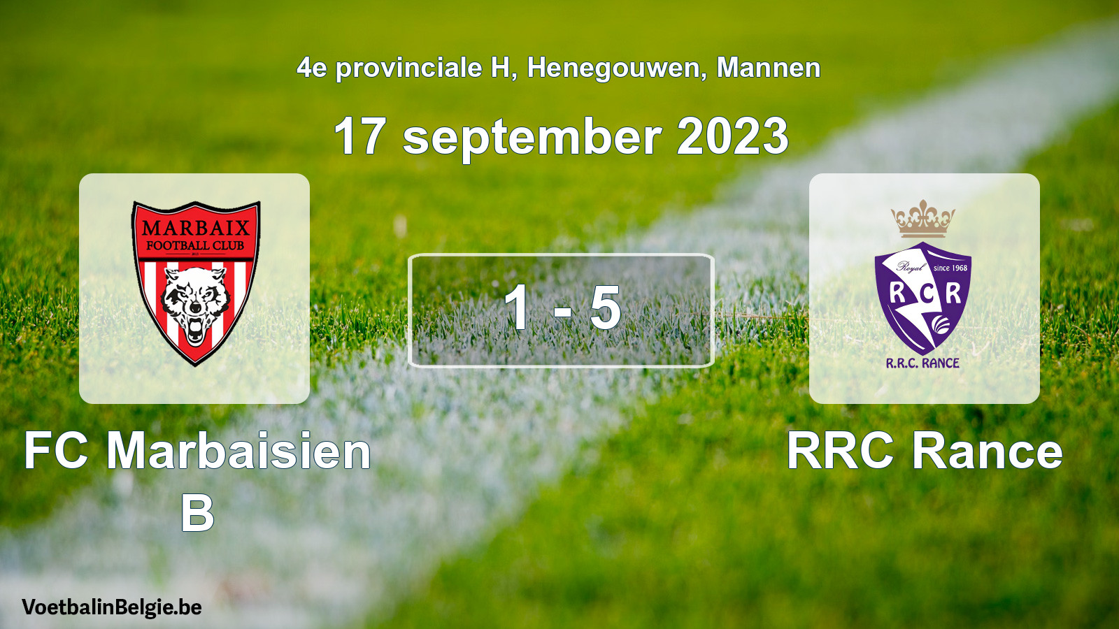 Gespeelde wedstrijd mannenvoetbal: FC Marbaisien B - RRC Rance 1 - 5 (17 september 2023)
