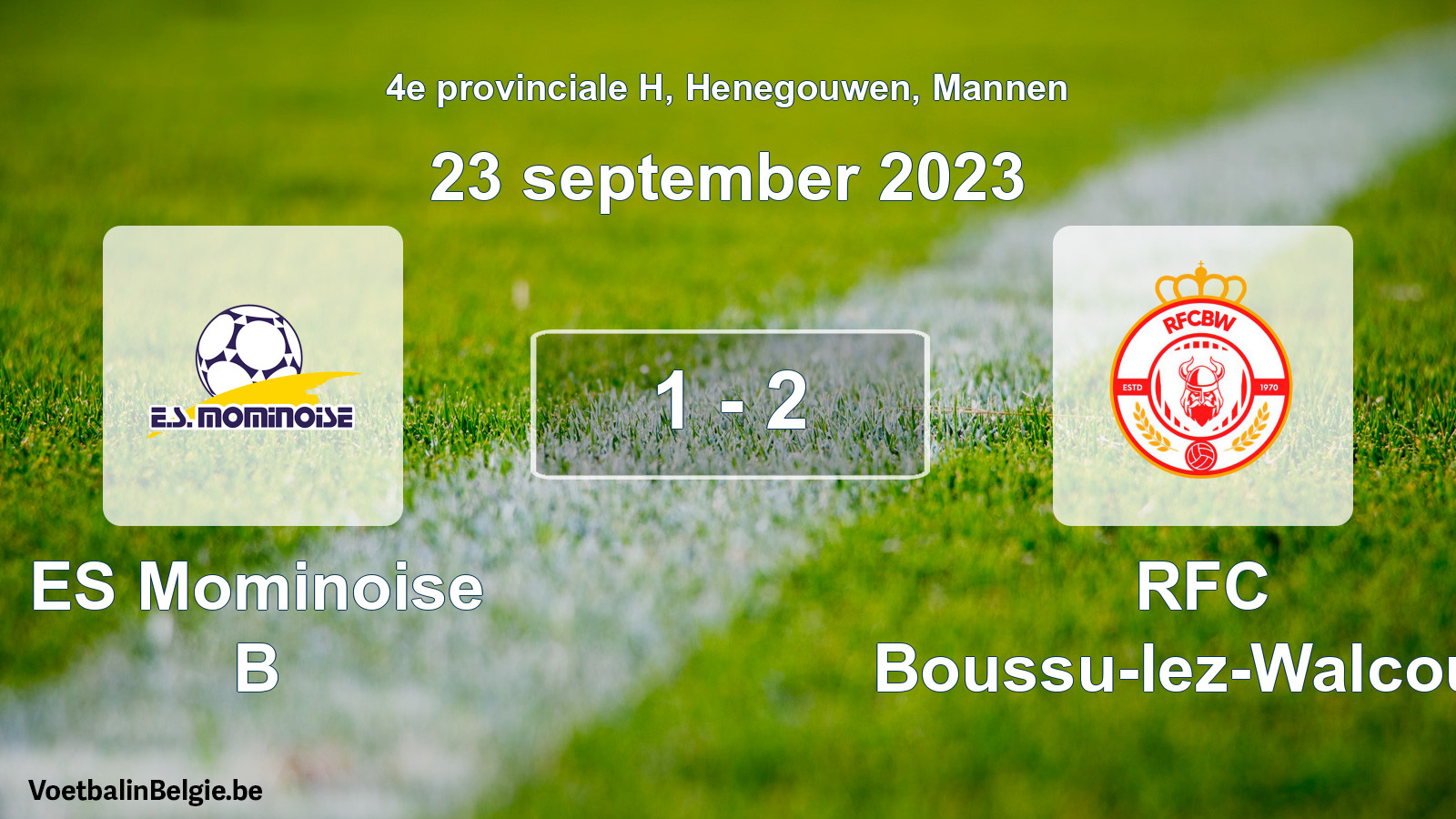 Gespeelde wedstrijd mannenvoetbal: ES Mominoise B - RFC Boussu-lez-Walcourt 1 - 2 (23 september 2023)