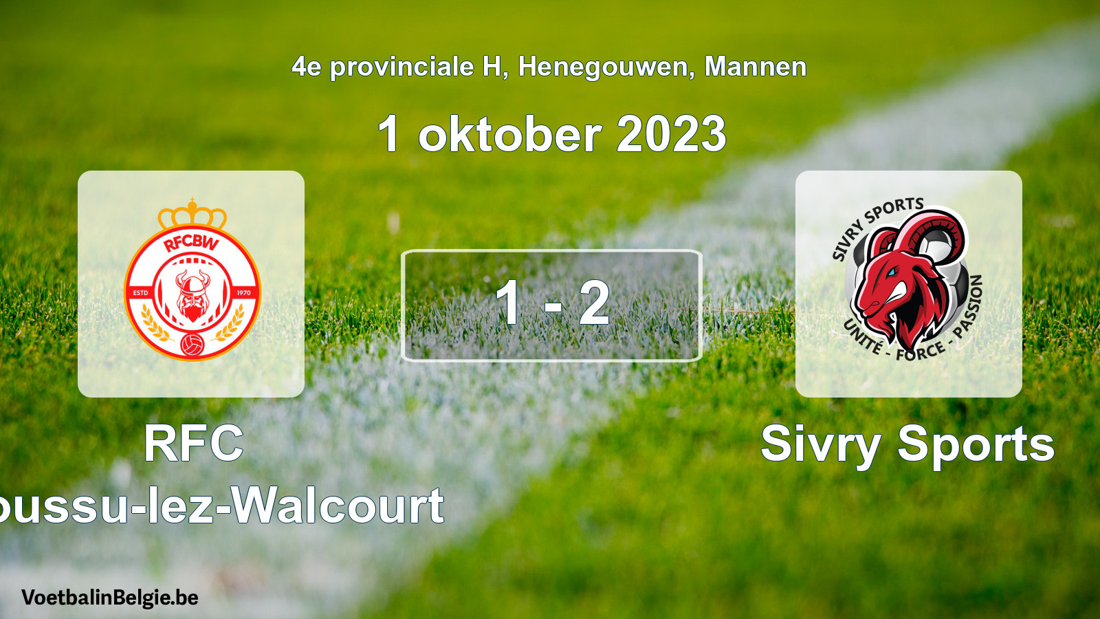 Gespeelde wedstrijd mannenvoetbal: RFC Boussu-lez-Walcourt - Sivry Sports 1 - 2 (1 oktober 2023)