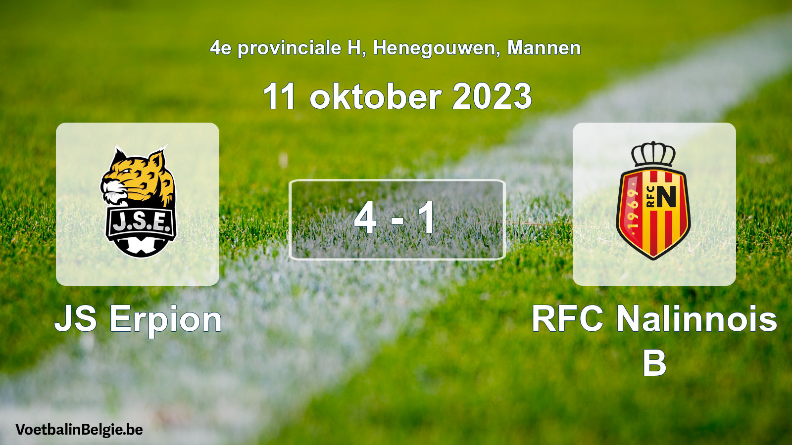 Gespeelde wedstrijd mannenvoetbal: JS Erpion - RFC Nalinnois B 4 - 1 (11 oktober 2023)