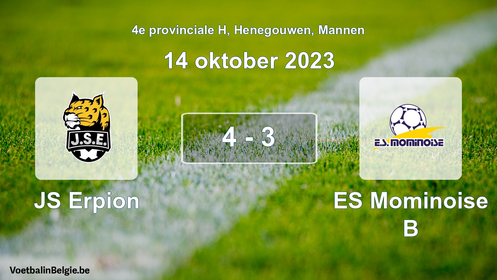 Gespeelde wedstrijd mannenvoetbal: JS Erpion - ES Mominoise B 4 - 3 (14 oktober 2023)
