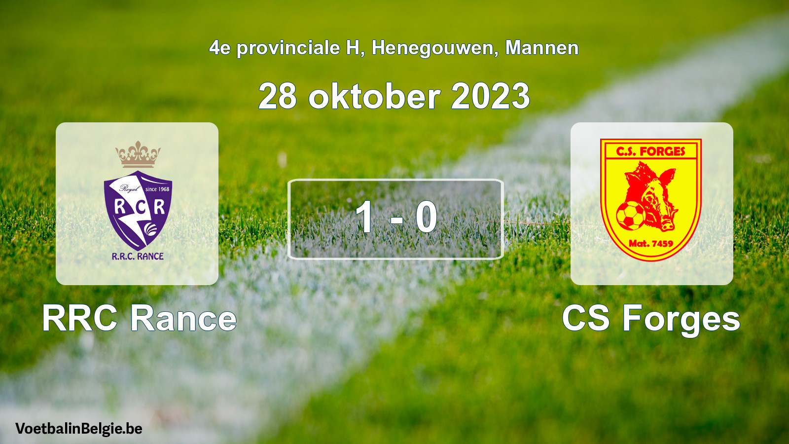 Gespeelde wedstrijd mannenvoetbal: RRC Rance - CS Forges 1 - 0 (28 oktober 2023)