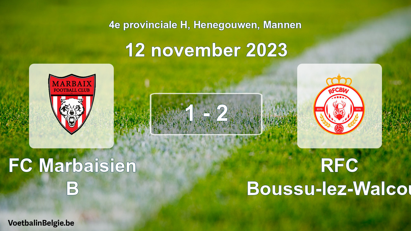 Gespeelde wedstrijd mannenvoetbal: FC Marbaisien B - RFC Boussu-lez-Walcourt 1 - 2 (12 november 2023)