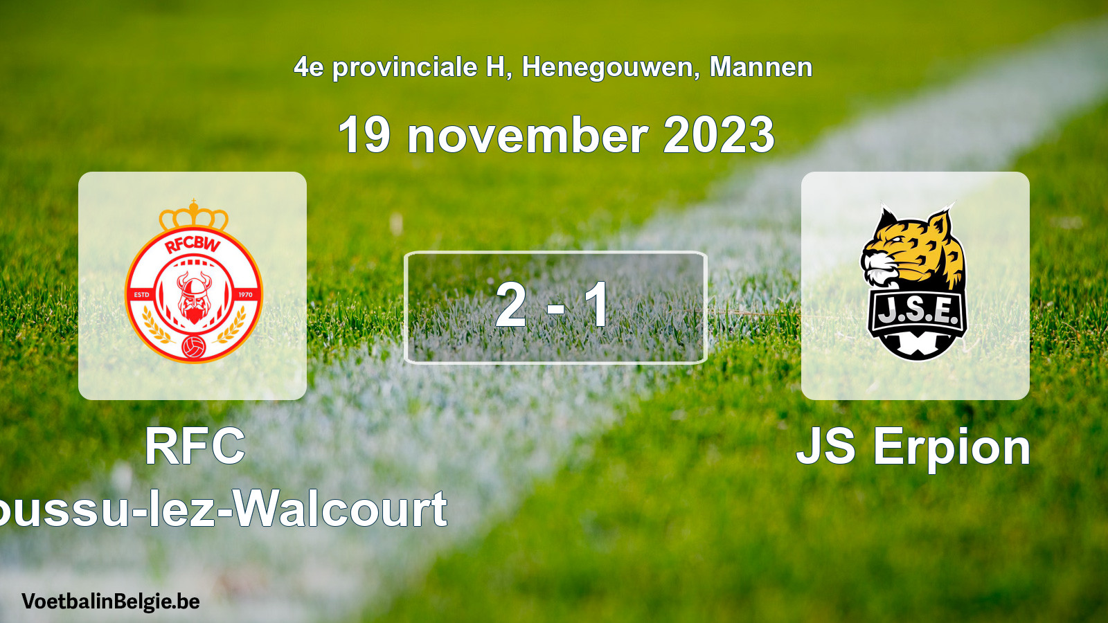 Gespeelde wedstrijd mannenvoetbal: RFC Boussu-lez-Walcourt - JS Erpion 2 - 1 (19 november 2023)