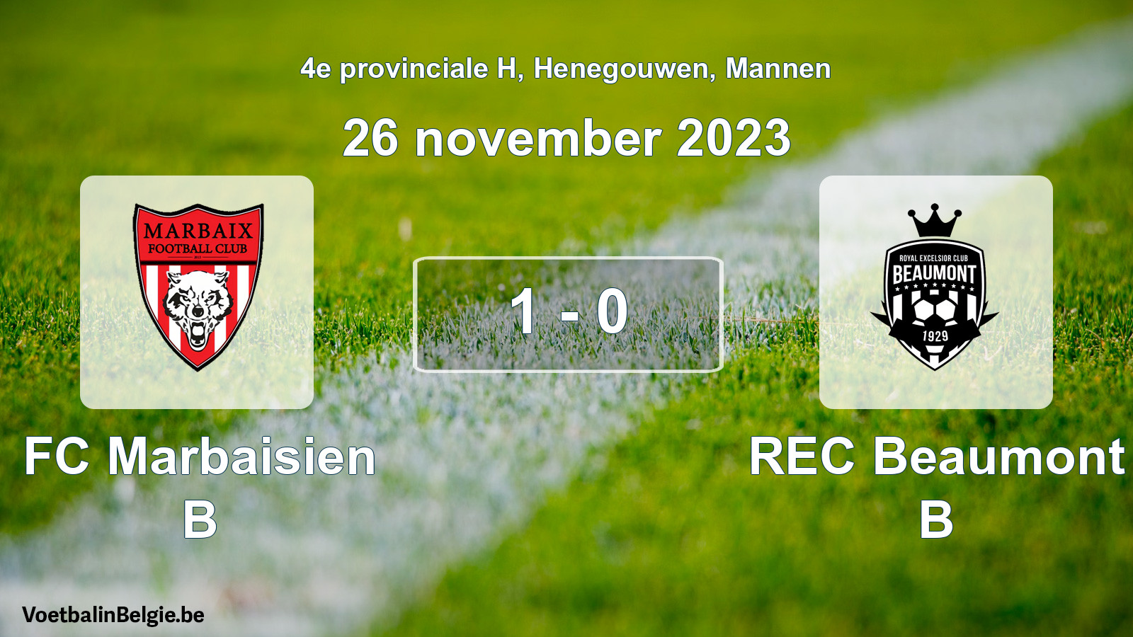 Played match men football: FC Marbaisien B - REC Beaumont B 1 - 0 (26 November 2023)
