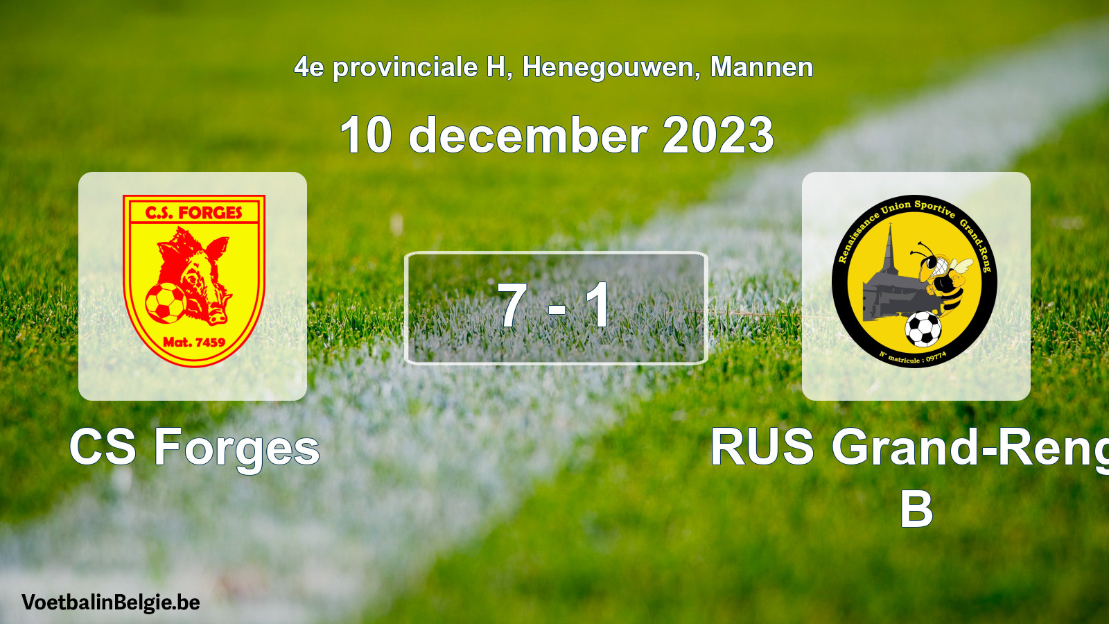 Gespeelde wedstrijd mannenvoetbal: CS Forges - RUS Grand-Reng B 7 - 1 (10 december 2023)