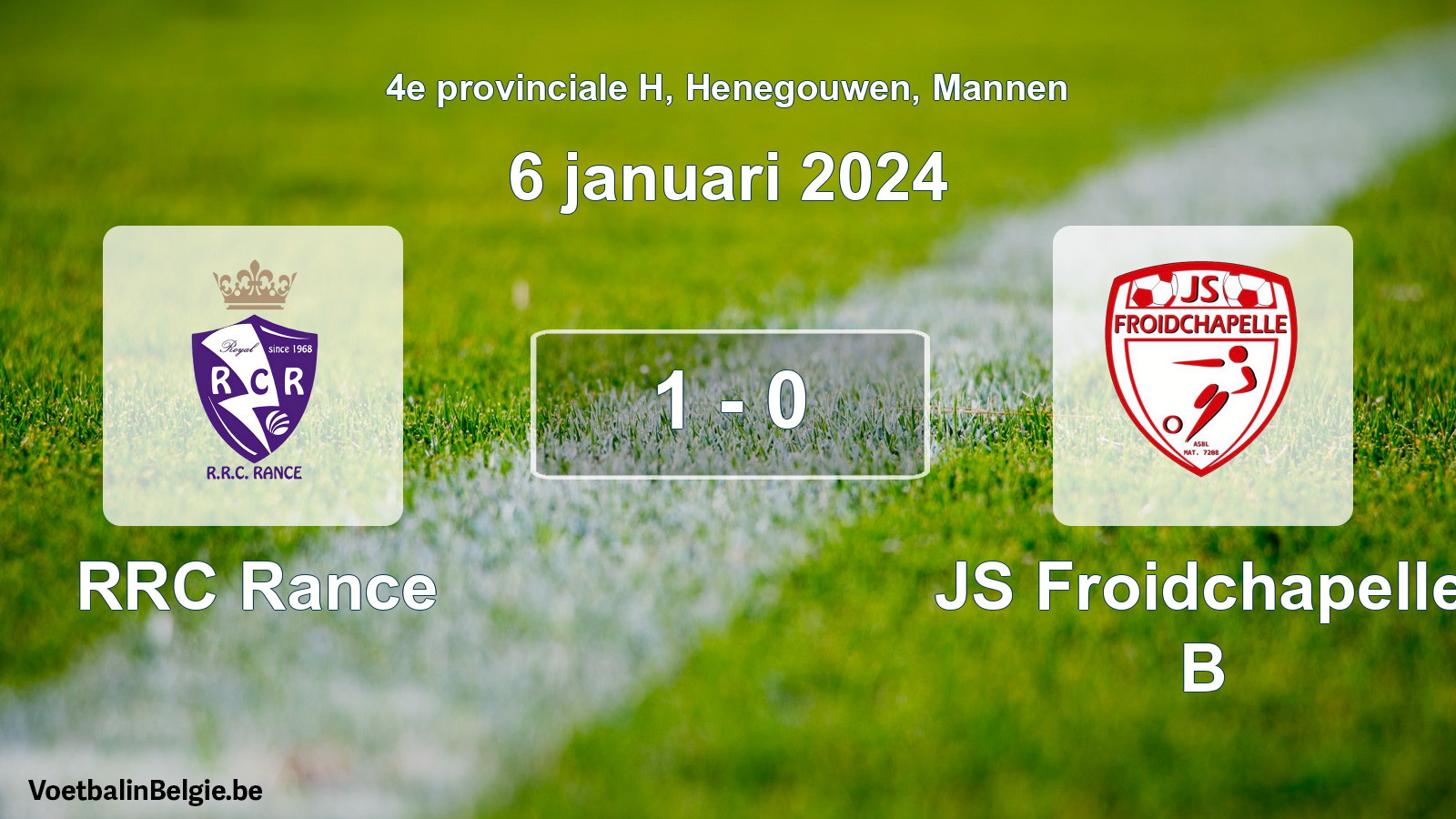 Gespeelde wedstrijd mannenvoetbal: RRC Rance - JS Froidchapelle B 1 - 0 (6 januari 2024)