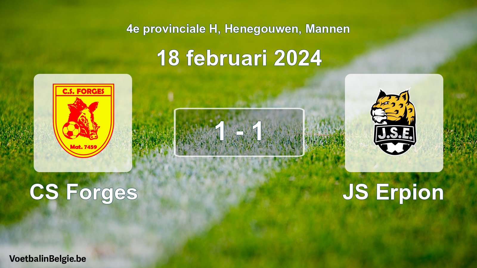 Gespeelde wedstrijd mannenvoetbal: CS Forges - JS Erpion 1 - 1 (18 februari 2024)