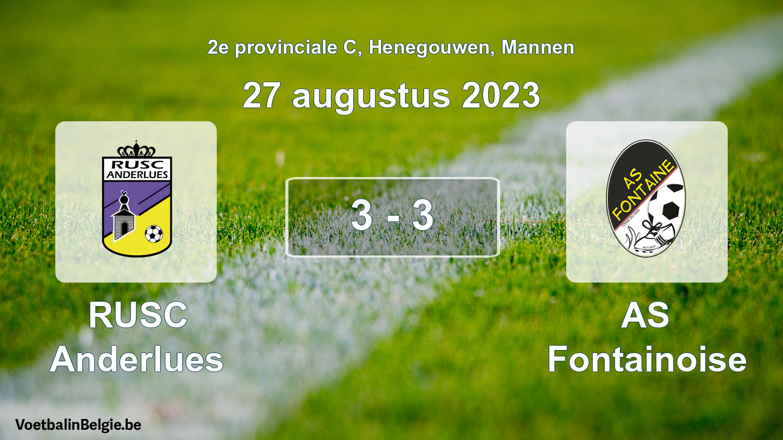 Gespeelde wedstrijd mannenvoetbal: RUSC Anderlues - AS Fontainoise 3 - 3 (27 augustus 2023)