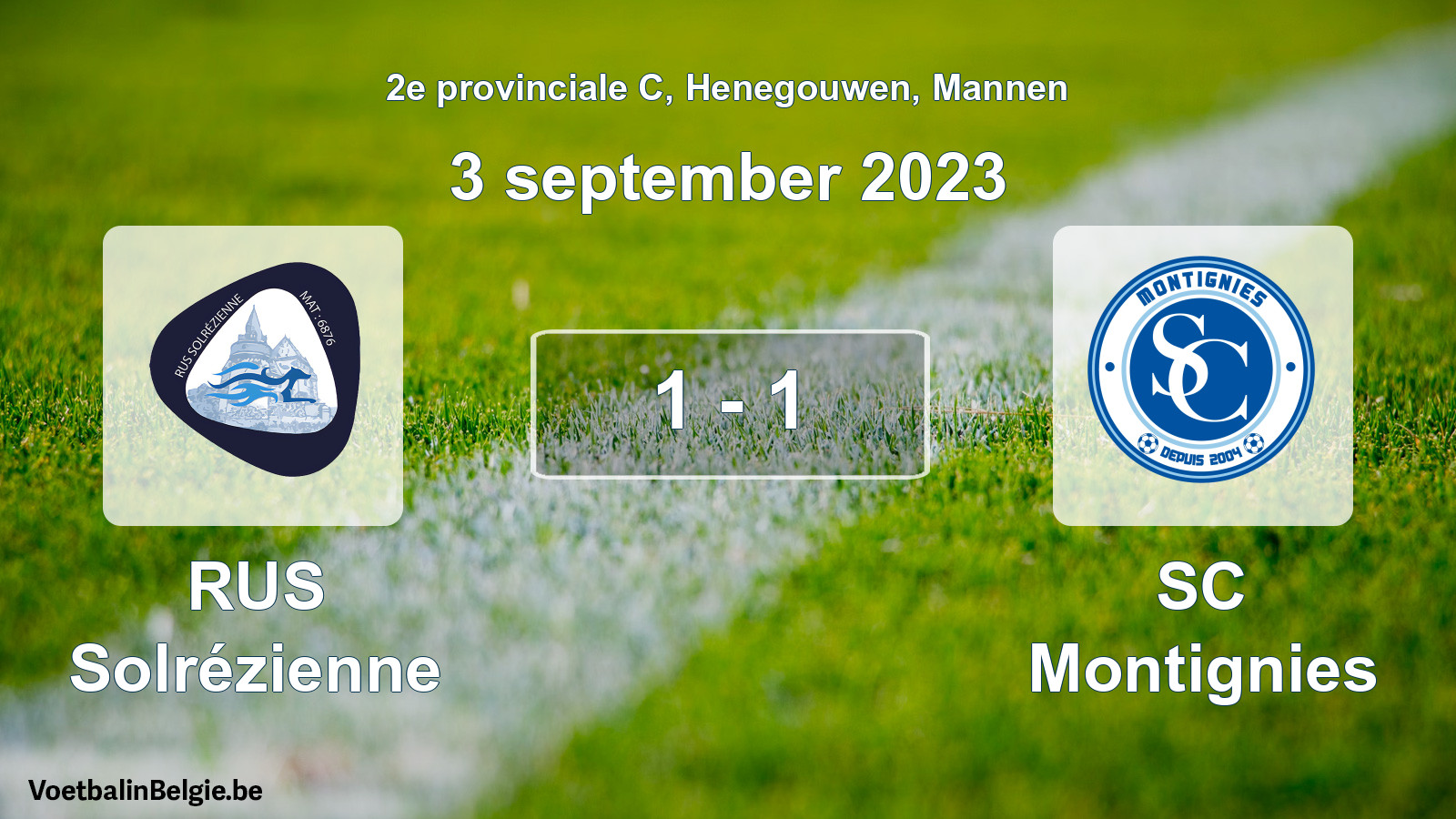 Gespeelde wedstrijd mannenvoetbal: RUS Solrézienne - SC Montignies 1 - 1 (3 september 2023)