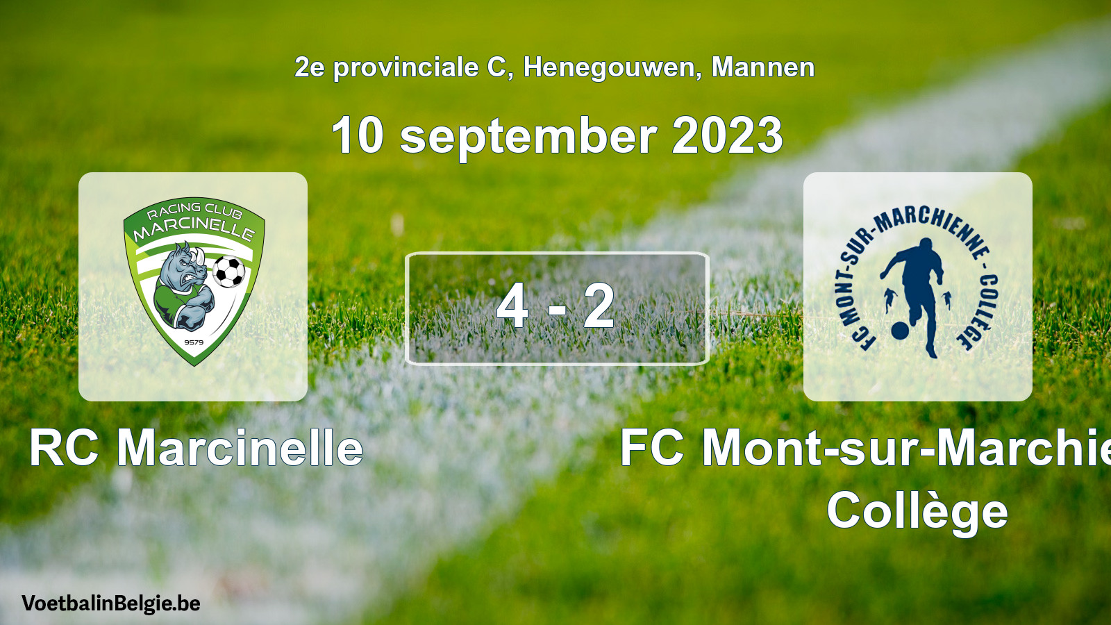 Gespeelde wedstrijd mannenvoetbal: RC Marcinelle - FC Mont-sur-Marchienne Collège 4 - 2 (10 september 2023)