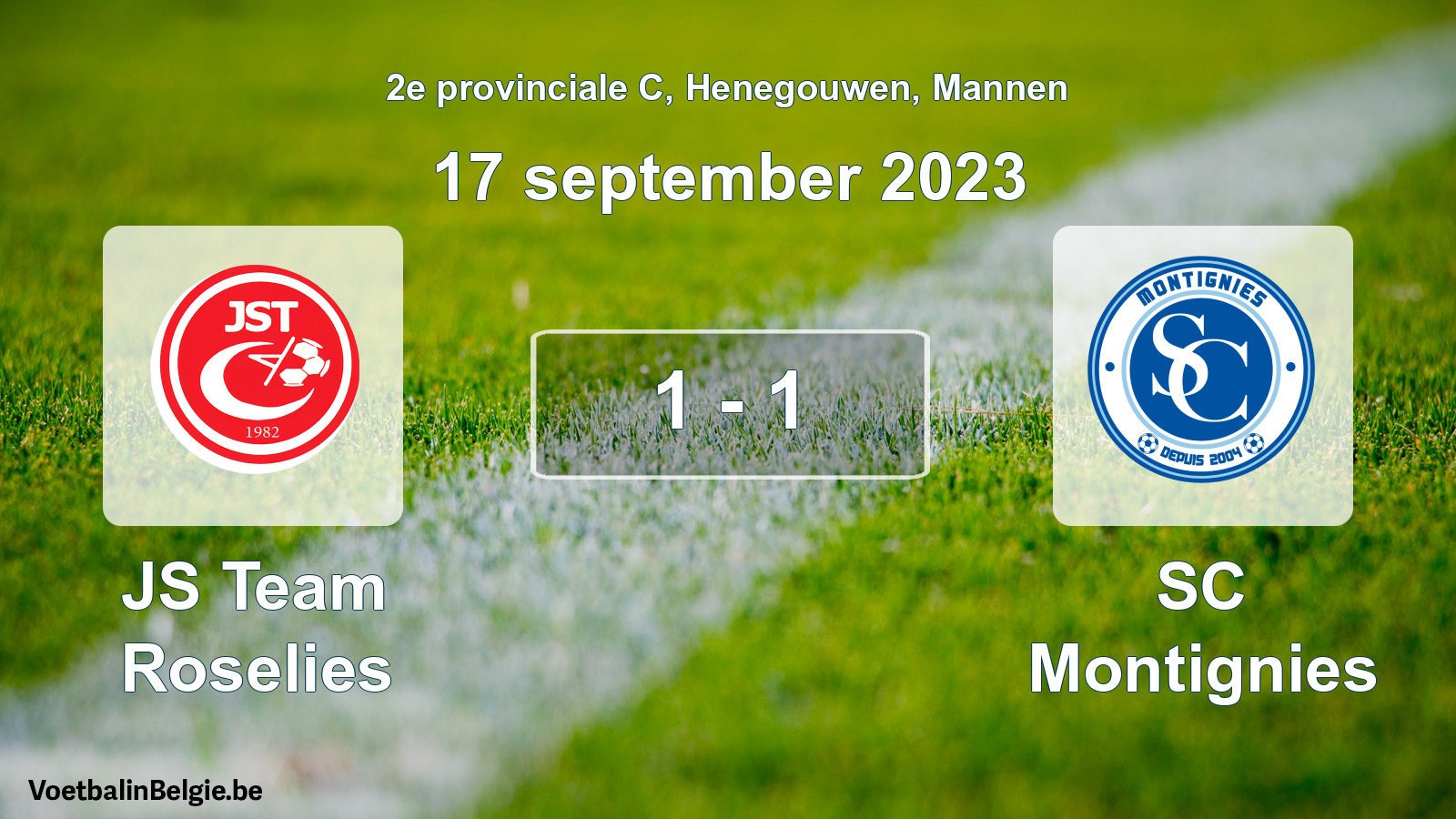 Gespeelde wedstrijd mannenvoetbal: JS Team Roselies - SC Montignies 1 - 1 (17 september 2023)