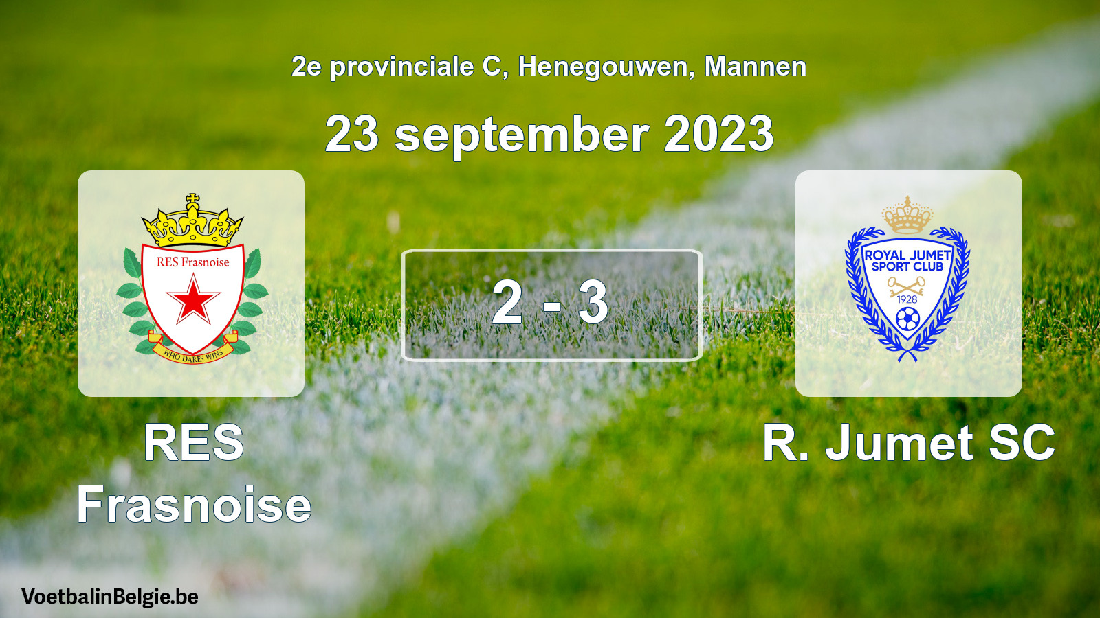 Gespeelde wedstrijd mannenvoetbal: RES Frasnoise - R. Jumet SC 2 - 3 (23 september 2023)