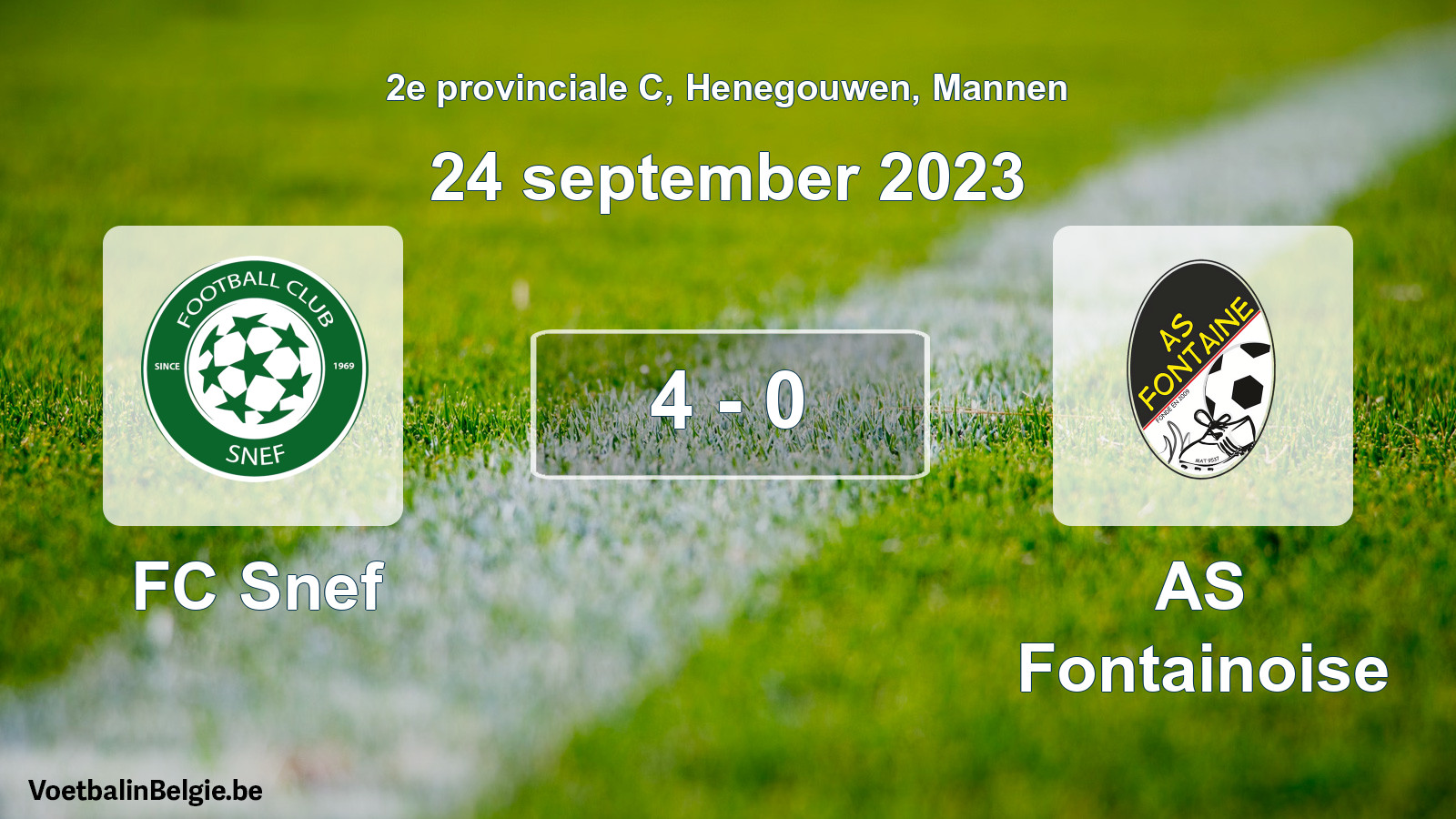 Gespeelde wedstrijd mannenvoetbal: FC Snef - AS Fontainoise 4 - 0 (24 september 2023)