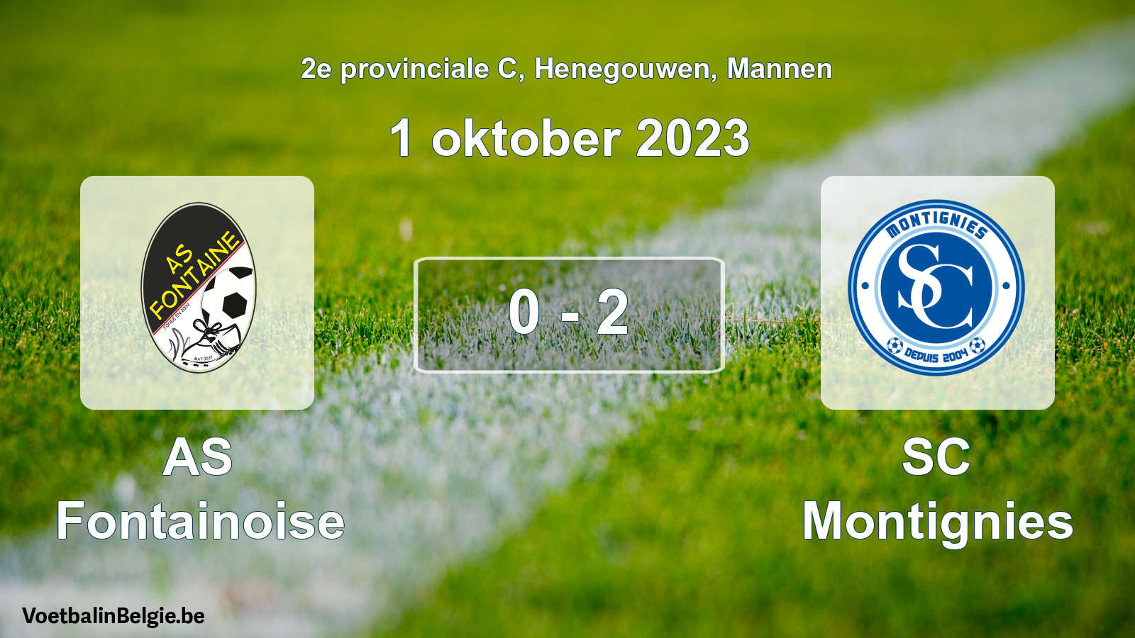 Gespeelde wedstrijd mannenvoetbal: AS Fontainoise - SC Montignies 0 - 2 (1 oktober 2023)