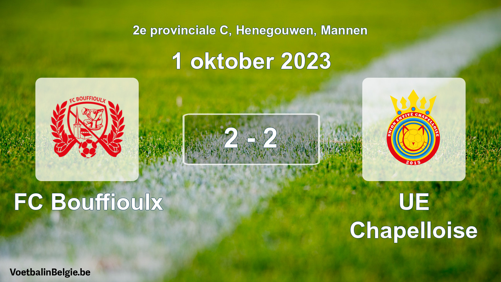 Gespeelde wedstrijd mannenvoetbal: FC Bouffioulx - UE Chapelloise 2 - 2 (1 oktober 2023)
