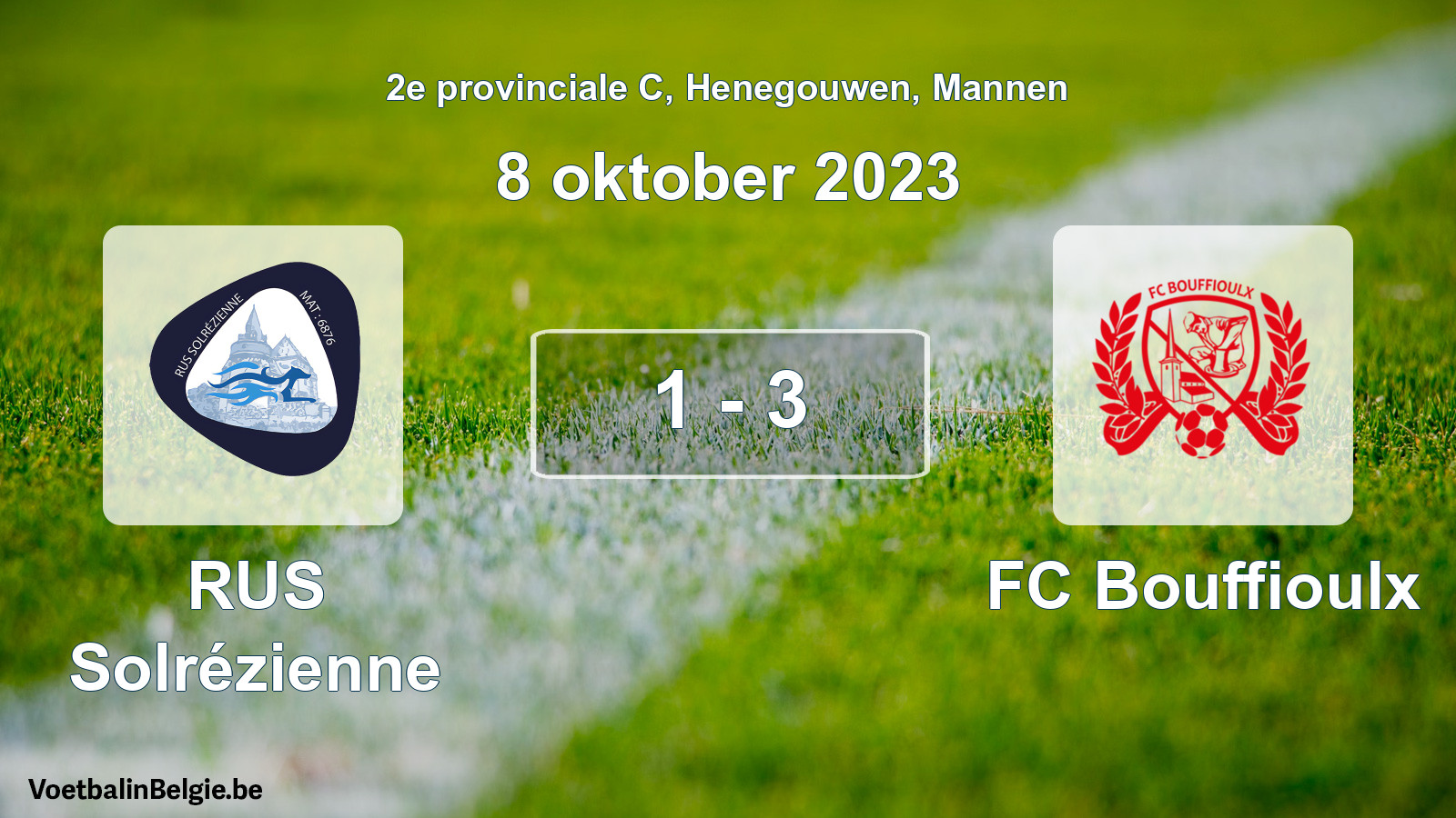 Gespeelde wedstrijd mannenvoetbal: RUS Solrézienne - FC Bouffioulx 1 - 3 (8 oktober 2023)