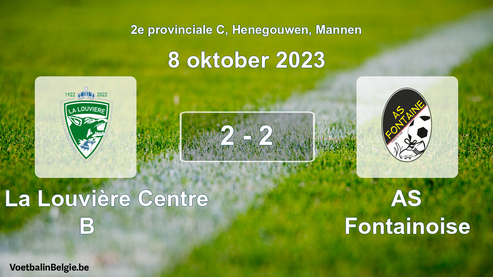 Gespeelde wedstrijd mannenvoetbal: UR La Louvière Centre B - AS Fontainoise 2 - 2 (8 oktober 2023)